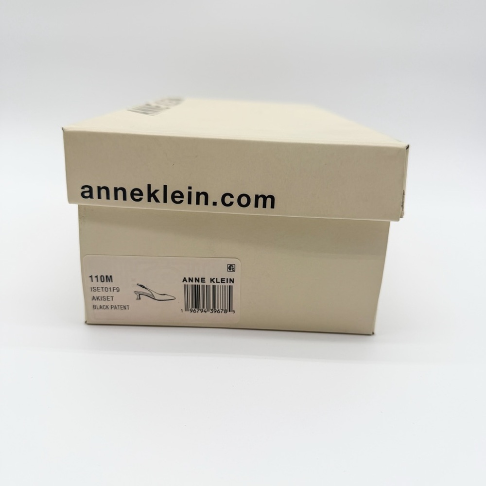 Anne Klein Iset Slingback Pointed Toe Kitten Heel Pumps Patent Black 11 NEW - Picture 15 of 15